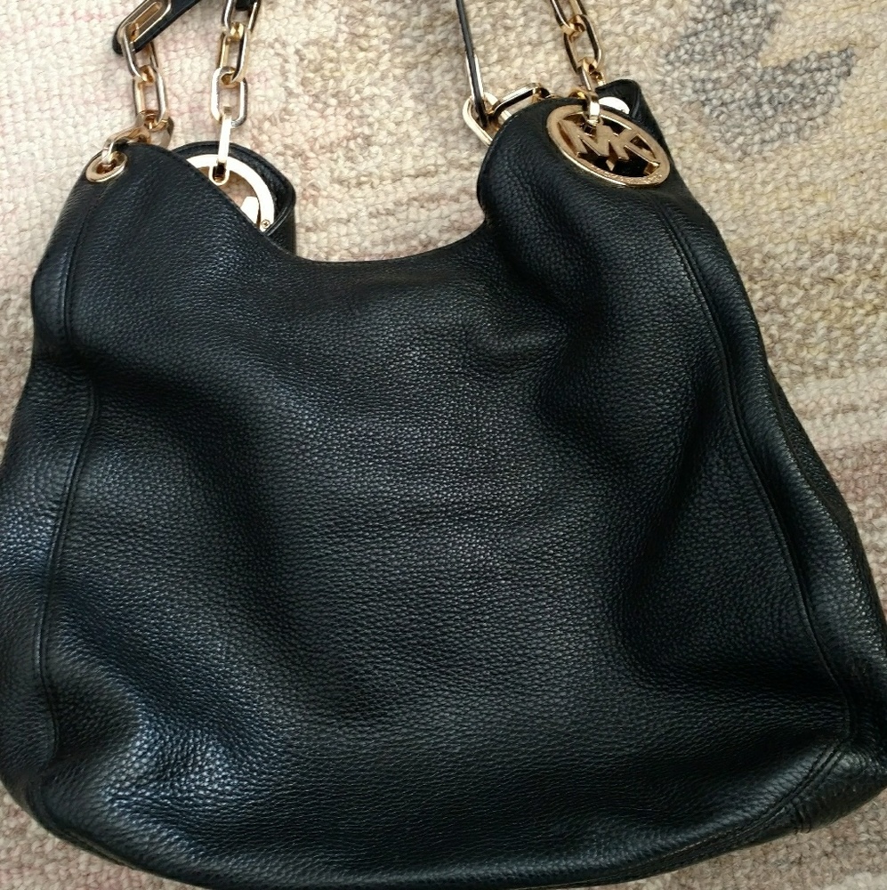Michael Kors black leather shoulder bag